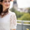 Transparentes Brauttop Pia aus feiner Blütenspitze mit Puffärmeln -Pia – Bild 5