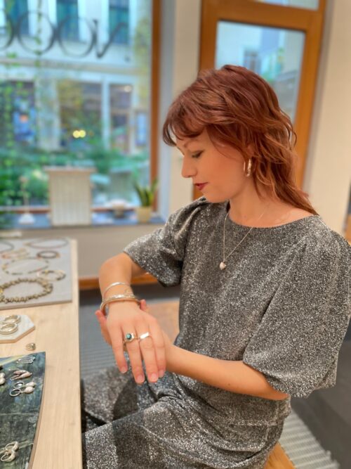 Schwarz silbernes Lurex Top - Luisa