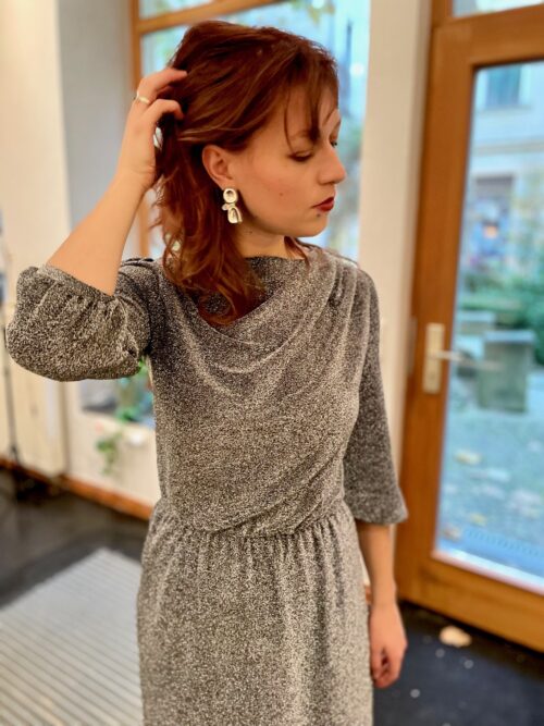 Schwarz silbernes Lurexkleid - Pheline