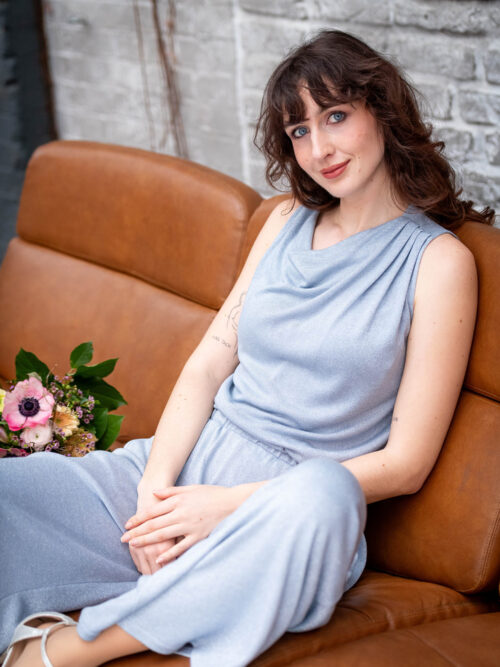 ÄRMELOSES LUREX TOP MIT ASYMMETRISCHEM AUSSCHNITT – ROMA